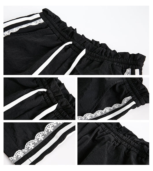 Shorts Deportivos de Cintura Elástica Pierna Ancha Encaje - Image 8