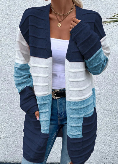 Cardigan Rayado de Moda para Mujer con Bolsillos Grandes - Abrigo Versátil Otoño Invierno - Image 8