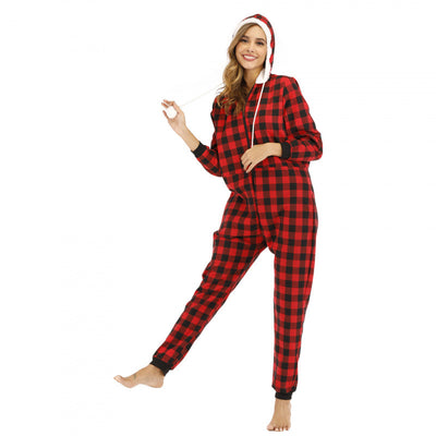 Jumpsuit de Algodón a Cuadros con Capucha para Mujer - Image 4