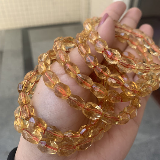 Pulsera de Cuarzo Citrino Facetado en Forma de Barril - Cristal Natural - Image 9