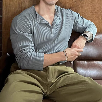 Pantalón Talla Grande Hombre Tejido Waffle con Puño Recto Efecto Adelgazante - Image 3