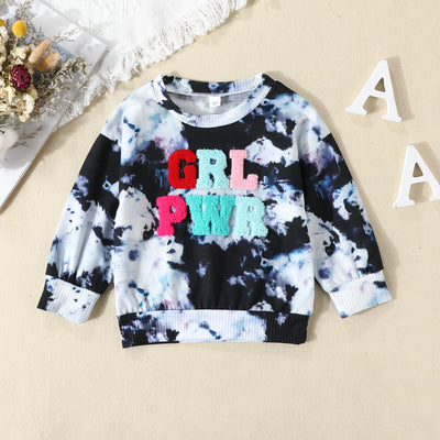 Blusa Tie-Dye Bicolor de Manga Larga para Niñas - Estilo Europeo Moderno - Image 2