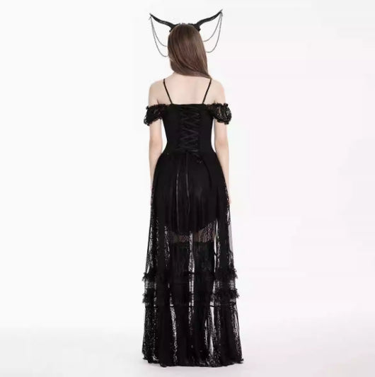 Vestido Gótico Romántico de Encaje Elegante Retro - Image 3