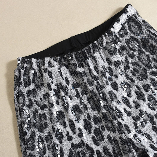 Pantalones Rectos Estampado Leopardo con Lentejuelas - Diseño Europeo - Image 10