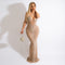 Vestido de Fiesta Mujer Malla Brillante con Apliques