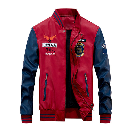 Chaqueta de Cuero Cropped con Forro Polar para Hombre - Estilo Béisbol - Image 26