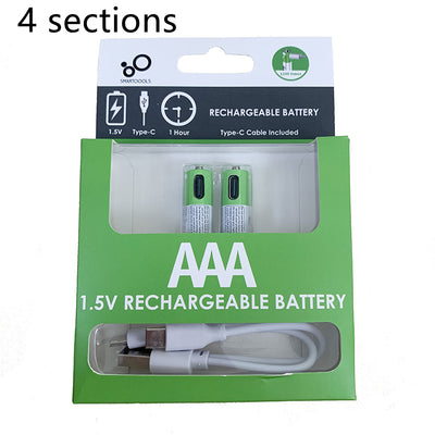 Two green AA 1.5V rechargeable batteries with Type-C ports and a white USB-C charging cable in green retail packaging. - Image 8