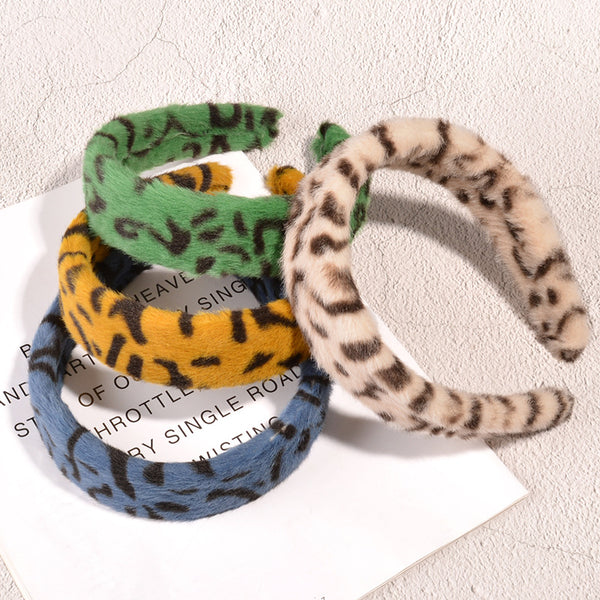 Diadema Estampado Leopardo Suave y Esponjosa