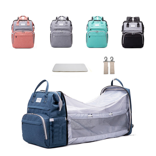 Mochila Maternal Multifuncional con Red Antimosquitos, Capacidad Grande y Cuna Plegable