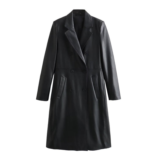 Abrigo de Cuero Sintético Suelto para Mujer - Estilo Casual Otoño Invierno - Image 2