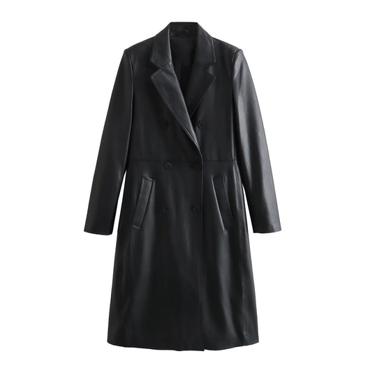 Abrigo de Cuero Sintético Suelto para Mujer - Estilo Casual Otoño Invierno - Image 2