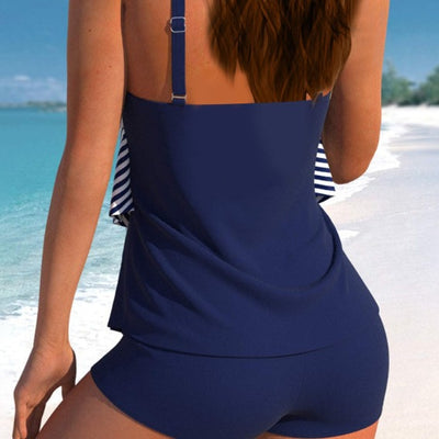 Traje de Baño Deportivo para Mujer con Diseño de Rayas y Corte Moderno - Image 2