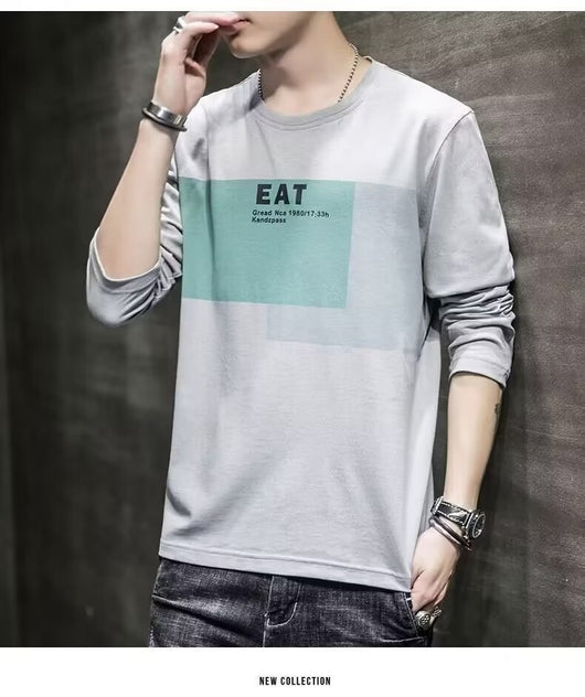 Camiseta Manga Larga Hombre Suelta Otoño Versátil - Image 21