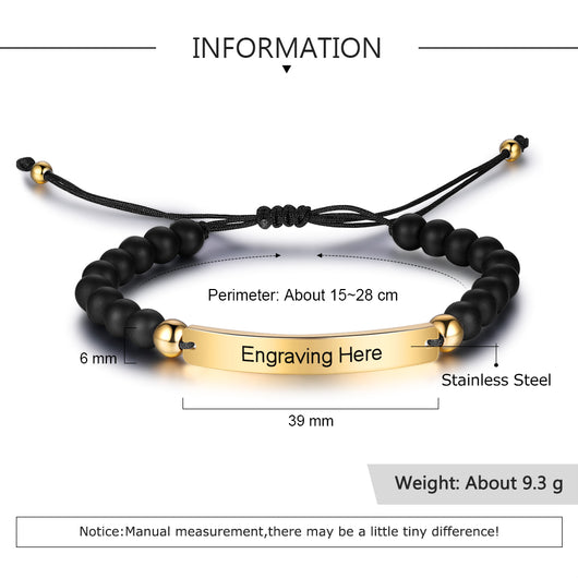 Pulsera Ajustable con Cuentas Personalizadas y Placa Grabada - Image 10