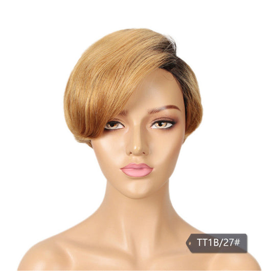 Peluca Corta de Cabello Natural Tejida a Mano con Encaje Frontal - Image 6