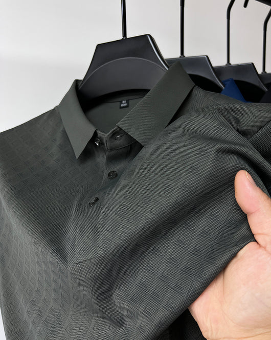 Polo Elegante de Seda de Hielo Manga Corta para Hombre - Diseño Cuadros Verano - Image 8
