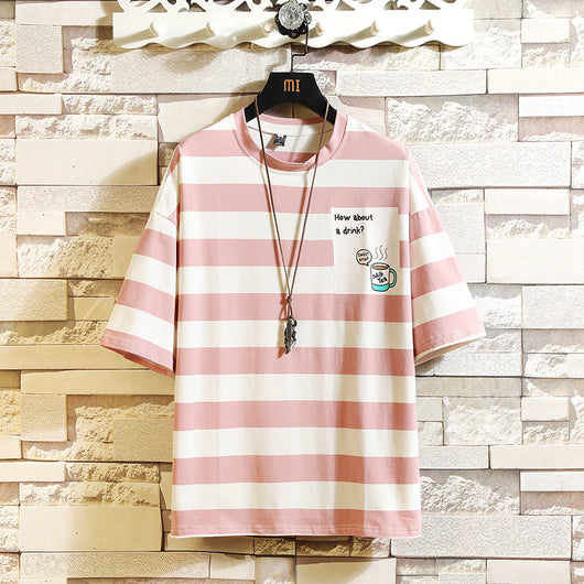 Playera Hombre Cuello Redondo a Rayas de Manga Corta - Image 8