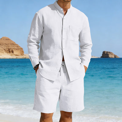 Conjunto de Camisa y Shorts de Lino para Hombre - Image 13