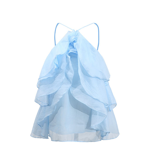 Blusa Halter sin Mangas con Volantes Elegantes - Image 5