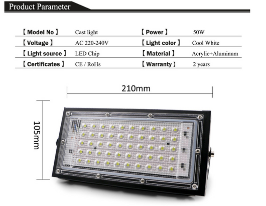 Reflector LED 50W Impermeable para Exterior - Iluminación de Paisaje y Seguridad - Image 12