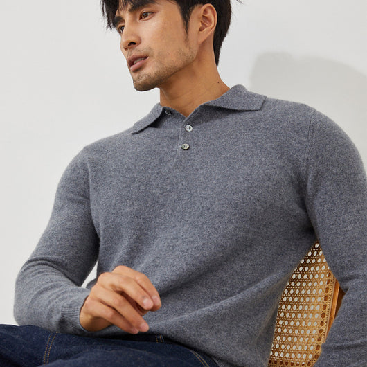 Suéter Tipo Polo de Cachemira Pura para Hombre - Image 4