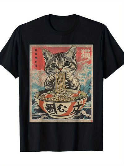 Playera Kawaii Gato Ramen Anime para Hombre - Image 13