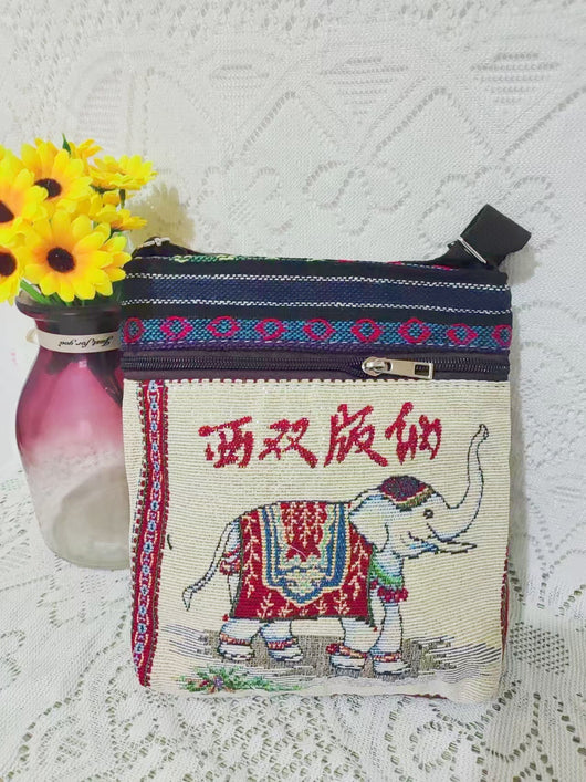 Bolso Bandolera Bordado Étnico con Elefante y Mariposa Estilo Chino - Image 59