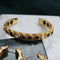 Vintage Inlaid Gem Gold Plated Earring Ring Open-Ended Bracelet
