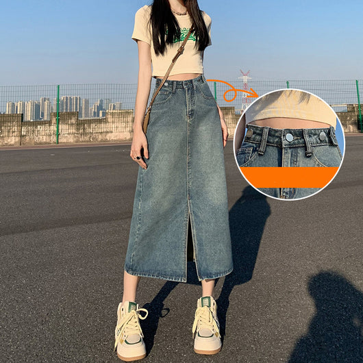 Falda Denim Cintura Alta con Abertura - Image 3