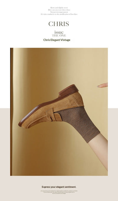 Zapatos de Tacón para Mujer en Piel de Oveja con Punta Cuadrada y Redonda Retro - Image 15