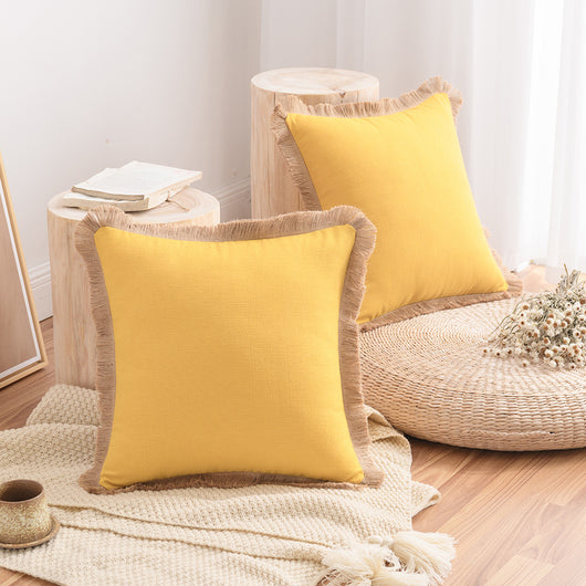 Funda de Almohada de Algodón y Lino Estilo Nórdico Reforzada Color Sólido - Image 14