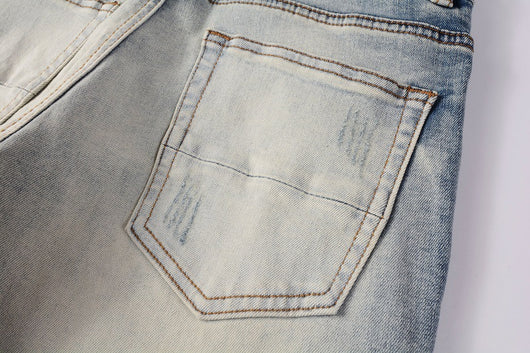 Pantalones Vaqueros Rotos Estilo Street Parches Rodillas Expuestas - Image 12