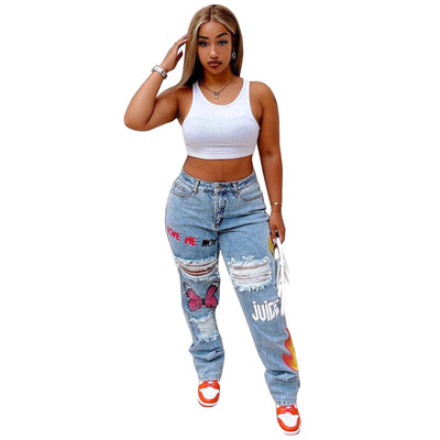 Jeans Rotos con Estilo Digital para Mujer - Image 8