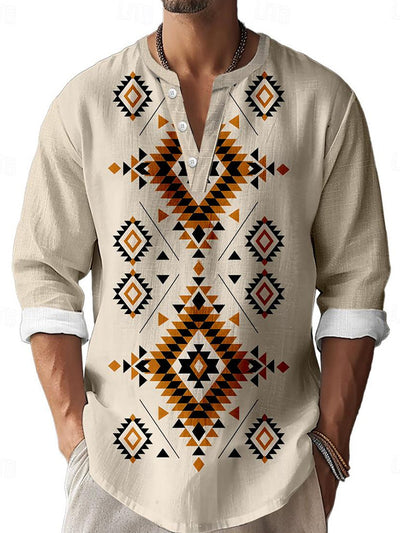 Camisa de Lino Bambú con Impresión 3D Digital de Manga Larga Estilo Europeo - Image 24