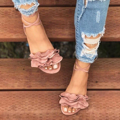 Sandalias Planas Floreadas Talla Grande para Mujer
