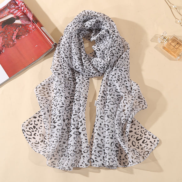 Pañuelo Estampado Leopardo en Chiffon para Mujer