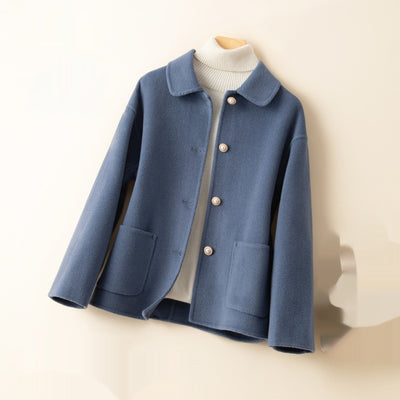 Abrigo de Lana Reversible con Cuello Tipo Muñeca - Estilo Clásico Cachemira - Image 29
