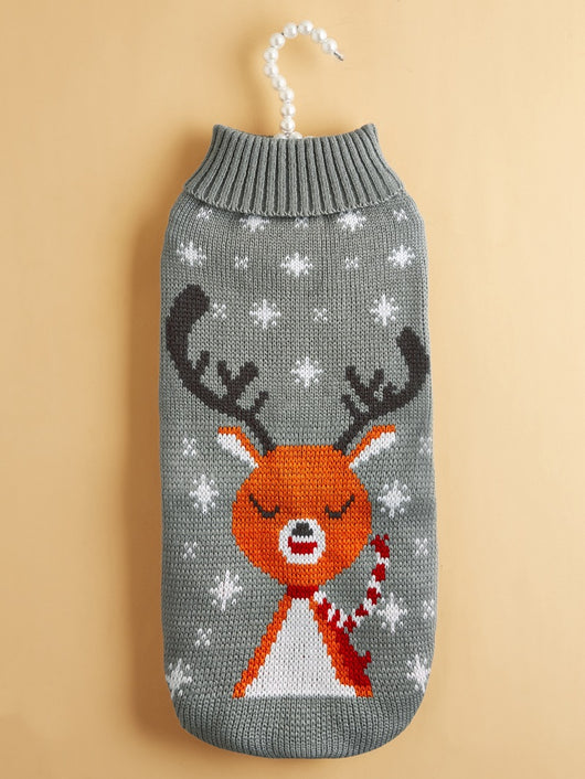 Suéter Navideño Tejido para Mascotas con Diseño de Reno - Image 4