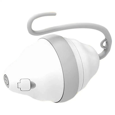 White and grey automatic rolling mouse cat toy with a curved feather teasing stick, showing product dimensions. - Image 6