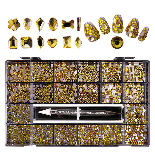 Organizador de Joyería Manicura 21 Compartimentos con Caja de Vidrio y Bolígrafo de Diamante - Image 13