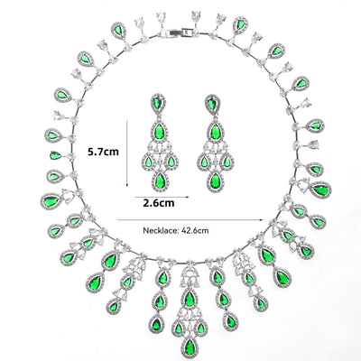 Conjunto de Collar y Aretes de Circón con Efecto Gota de Agua Iridiscente - Image 6
