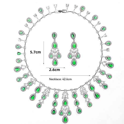 Conjunto de Collar y Aretes de Circón con Efecto Gota de Agua Iridiscente - Image 6
