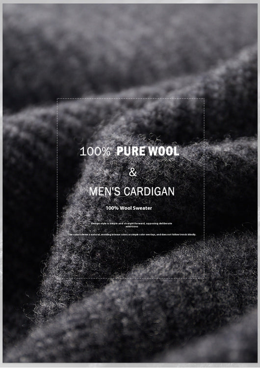 Cardigan de Lana Pura con Cierre para Hombre - Abrigo Solapa Otoño Invierno - Image 21