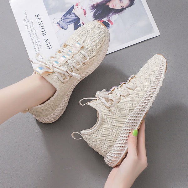 Zapatillas Deportivas Tejidas Volantes para Mujer - Comodidad y Estilo en Movimiento