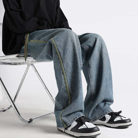 Pantalones Casuales Retro Lavados Rectos Sueltos para Hombre - Image 4