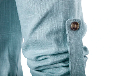 Camisa Casual Hombre Algodón Lino Cuello Mao Manga Larga Estilo Chino Tradicional - Image 7