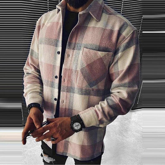 Camisa de Cuadros con Estampado a Juego de Colores para Hombre - Image 24