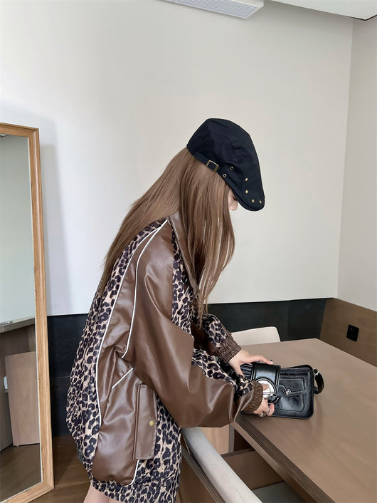Chaqueta de Cuero PU con Detalles Leopardo - Image 9
