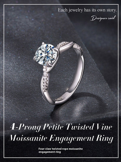 Anillo de Moissanita de 1 Quilate D Color con Diseño de Garra Retorcida - Image 13