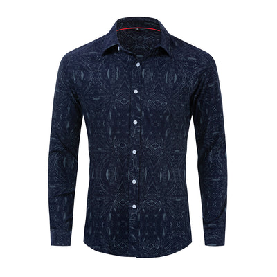 Camisa Casual de Algodón con Estampado para Hombre - Manga Larga Primavera Verano - Image 3